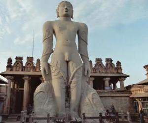 пазл Статуя Bahubali, также известный как Гоматешвара, в Jain Храм Шраванабелагола, Индия
